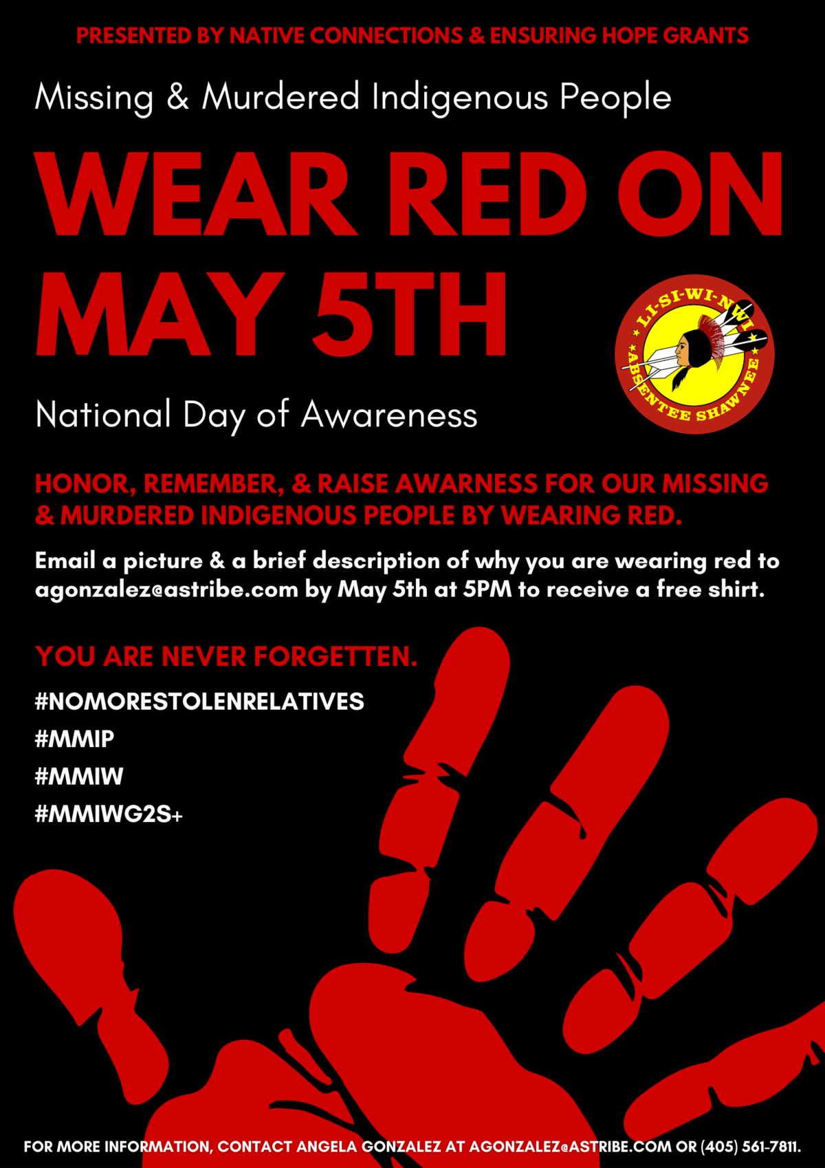 Wear Red For Missing Murdered Indigenous People National Day Of Awareness Absentee Shawnee Tribal Health System